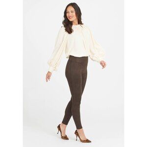Spanx Faux Suede Leggings Chocolate Brown Small
